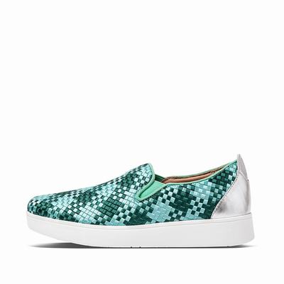 Fitflop Women's RALLY Silky Weave Slip-On Sneakers - Mint Green, JX4310867